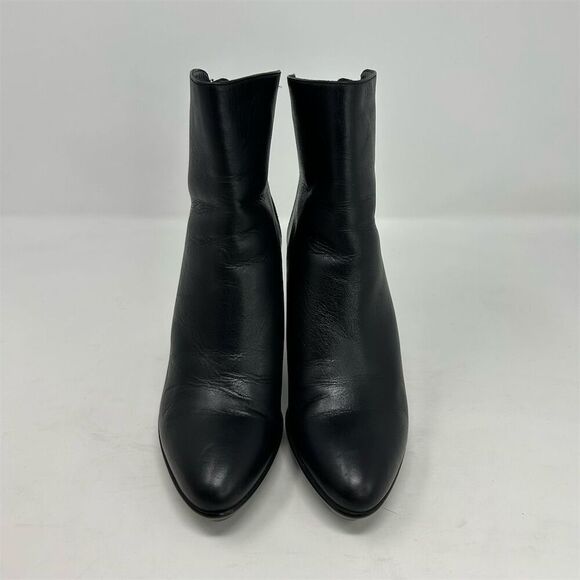 Aquatalia Women's Black Leather Ankle Boots Size 7 High Heel Back Zip Closure - Picture 5 of 13